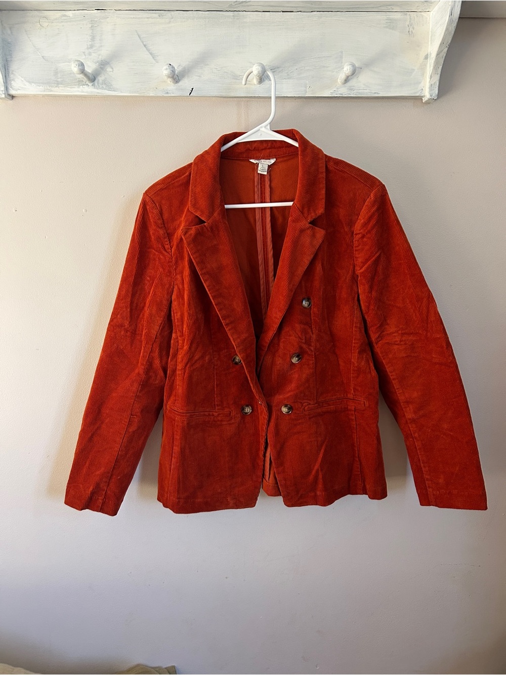 Cato Women's Double-Breasted Corduroy Blazer Jacket - Rust Orange